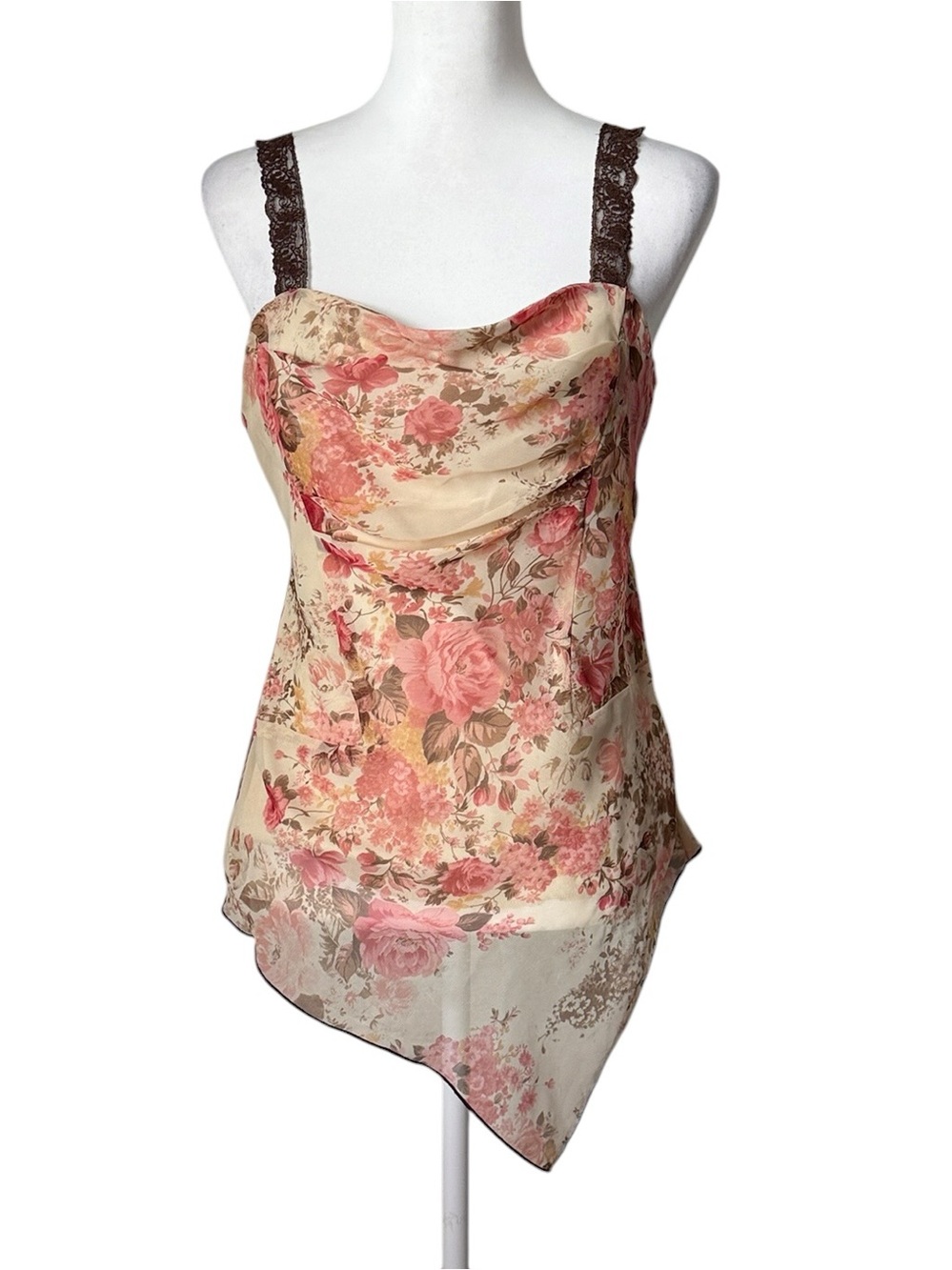 Y2K Fairy Chiffon Floral Handkerchief Top